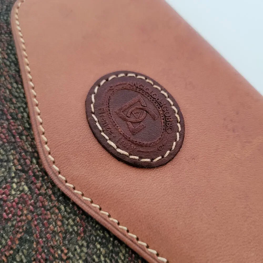 Angiolo‎ Del Gabbo Vintage Brown Paisley Medium Leather Wallet Italian Kisslock